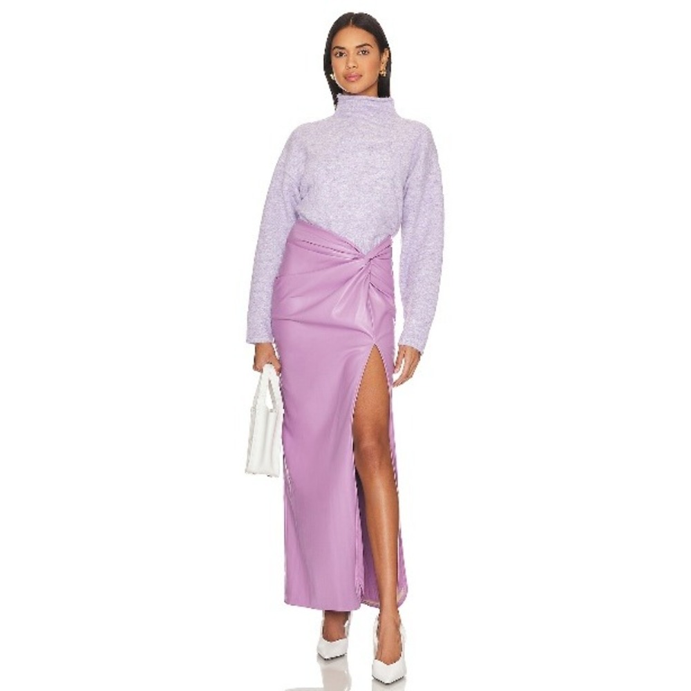 Line & Dot Lavender Twist Front Maxi Skirt